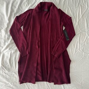 Maroon Long Knit Cardigan